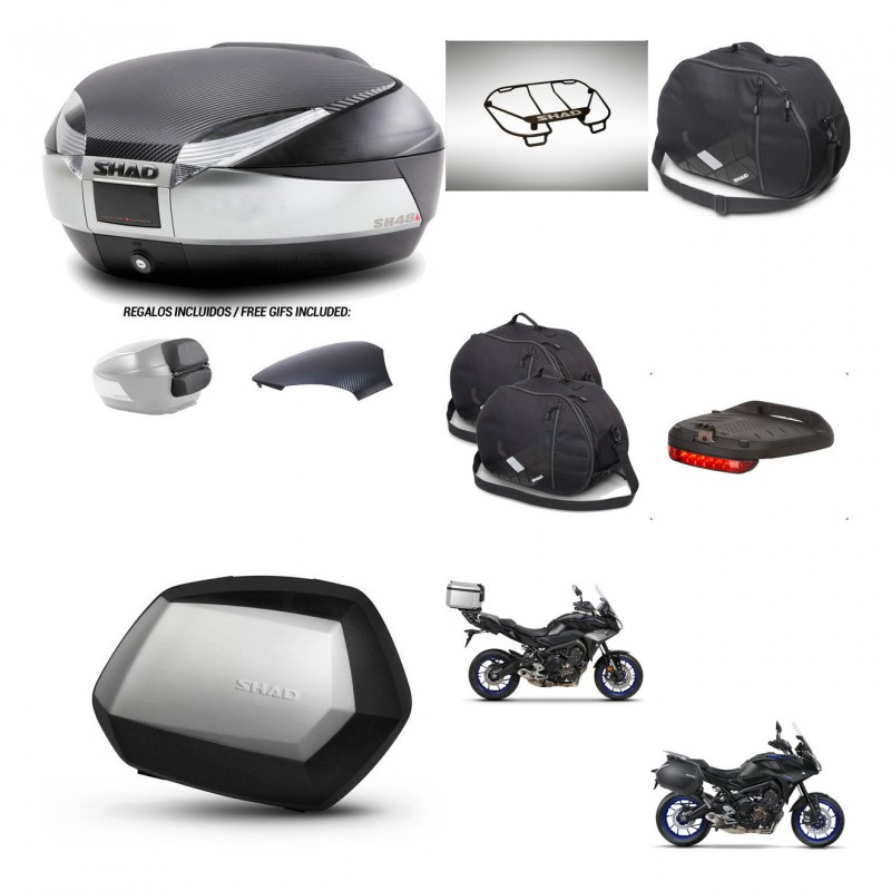 SHAD Maletas SH35 PREMIUM + soporte montaje baul SH48 tapa respaldo accesorios KIT-462016