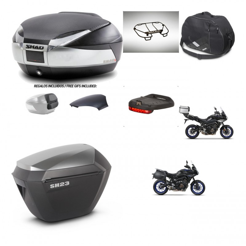 SHAD Maletas sh23 alu + soporte montaje baul SH48 tapa respaldo accesorios KIT-462017