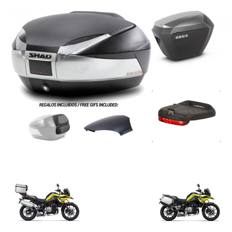 SHAD SH23 alu suitcases + mounting bracket SH48 trunk backrest cover accessories KIT-462029