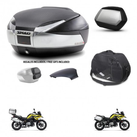 SHAD Maletas SH35 PREMIUM + soporte montaje baul SH48 tapa respaldo accesorios KIT-462033