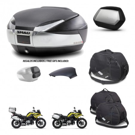 SHAD Maletas SH35 PREMIUM + soporte montaje baul SH48 tapa respaldo accesorios KIT-462034