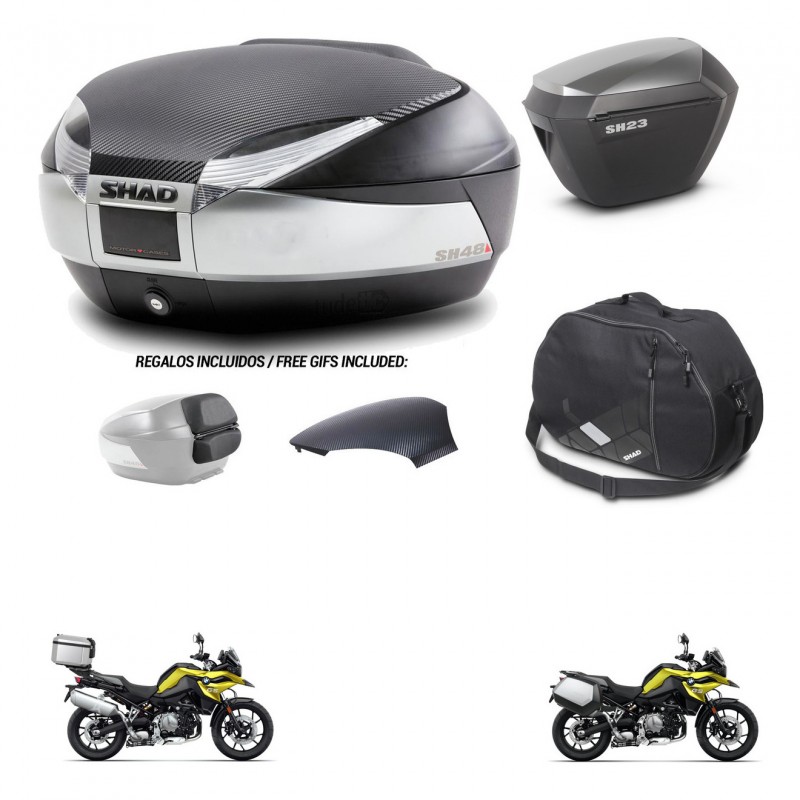SHAD SH23 alu suitcases + mounting bracket SH48 trunk backrest cover accessories KIT-462035