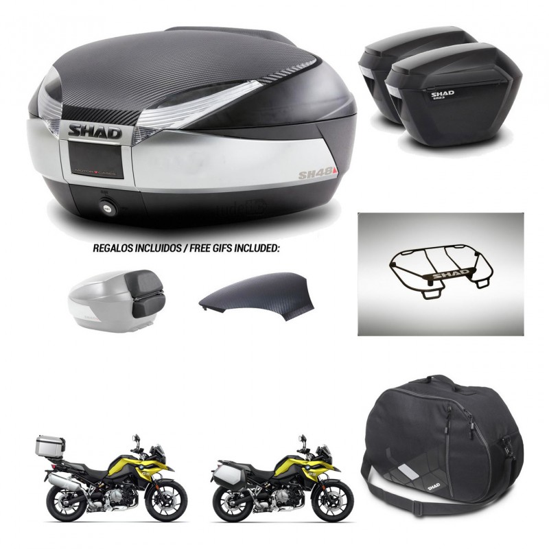 SHAD Maletas sh23 + soporte montaje baul SH48 tapa respaldo accesorios KIT-462056