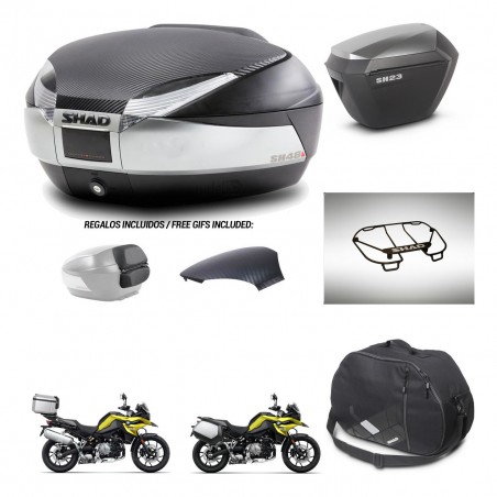 SHAD Maletas sh23 alu + soporte montaje baul SH48 tapa respaldo accesorios KIT-462059