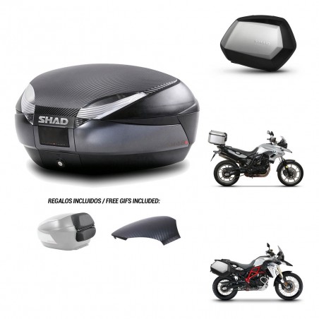 SHAD Maletas SH35 PREMIUM + soporte montaje baul SH48 tapa respaldo 49 L KIT-462069