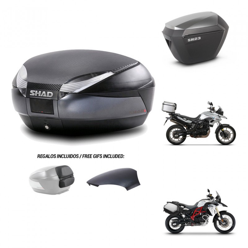 SHAD SH23 alu suitcases + mounting bracket SH48 trunk backrest cover 49 L KIT-462071