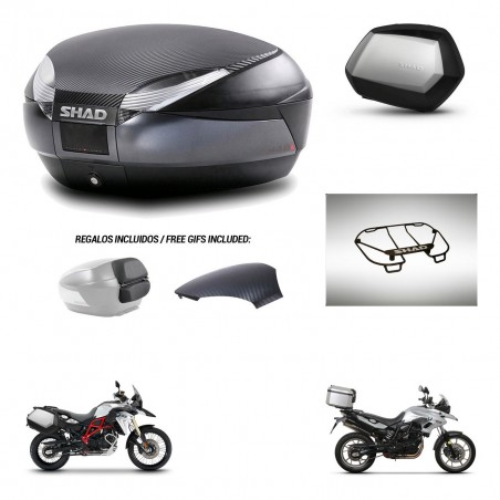SHAD Maletas SH35 PREMIUM + soporte montaje baul SH48 tapa respaldo accesorios 49 L KIT-462075