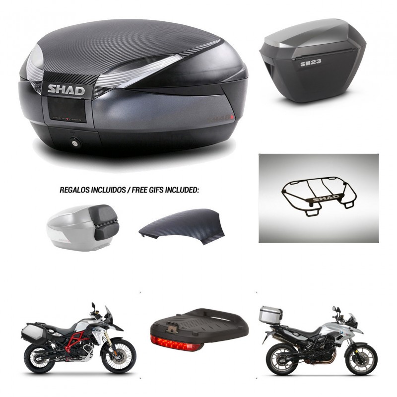 SHAD SH23 alu suitcases + mounting bracket SH48 trunk backrest cover accessories 49 L KIT-462083