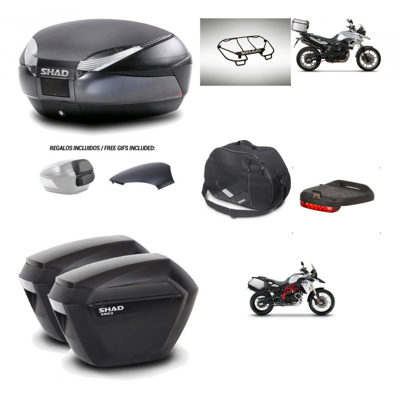SHAD Maletas sh23 + soporte montaje baul SH48 tapa respaldo accesorios 49 L KIT-462092