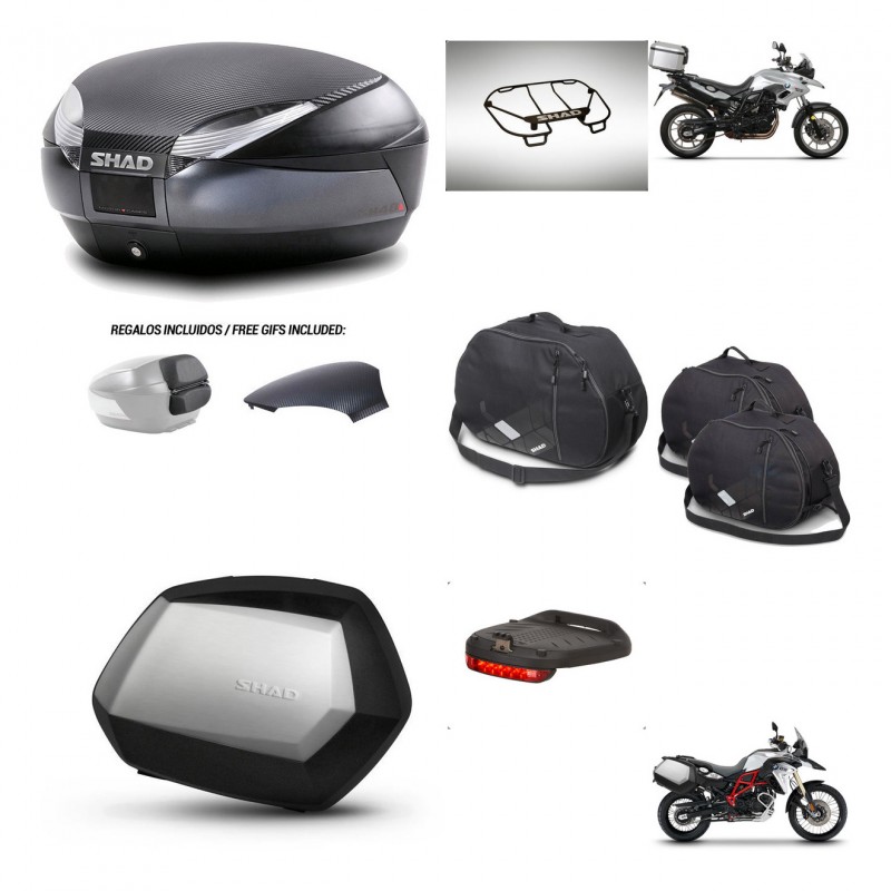 SHAD Maletas SH35 PREMIUM + soporte montaje baul SH48 tapa respaldo accesorios 49 L KIT-462094