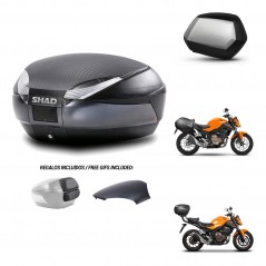 SHAD Maletas SH35 PREMIUM + soporte montaje baul SH48 tapa respaldo 49 L KIT-462104