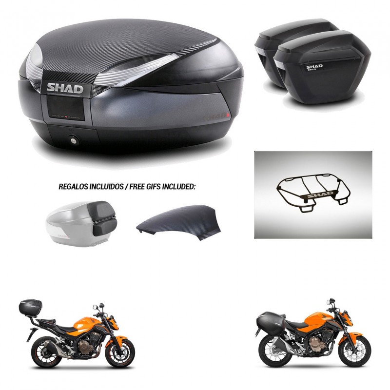SHAD Suitcases sh23 + mounting bracket trunk SH48 backrest cover accessories 49 L KIT-462109