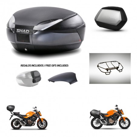 SHAD SH35 PREMIUM suitcases + mounting bracket SH48 trunk backrest cover accessories 49 L KIT-462110