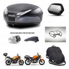 SHAD Maletas SH35 PREMIUM + soporte montaje baul SH48 tapa respaldo accesorios 49 L KIT-462111