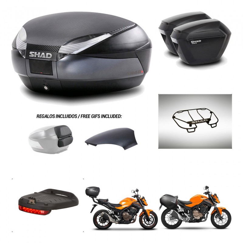 SHAD Suitcases sh23 + mounting bracket trunk SH48 backrest cover accessories 49 L KIT-462115