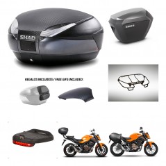 SHAD SH23 alu suitcases + mounting bracket SH48 trunk backrest cover accessories 49 L KIT-462118