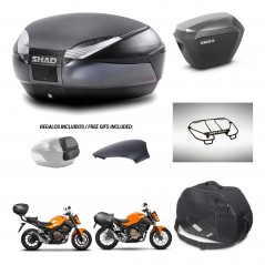 SHAD Maletas sh23 alu + soporte montaje baul SH48 tapa respaldo accesorios 49 L KIT-462124