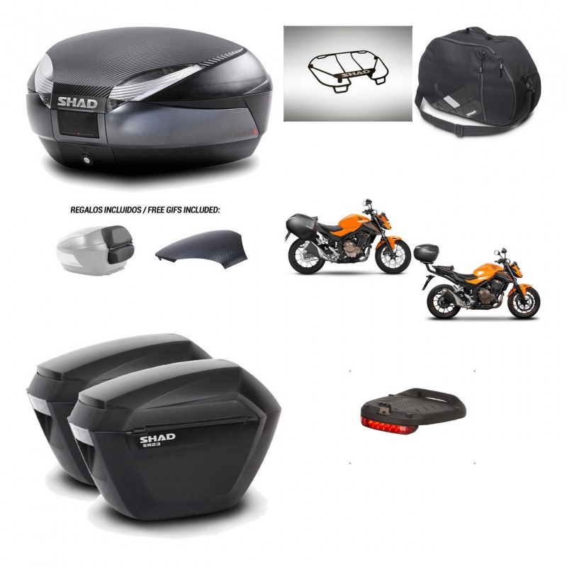 SHAD Suitcases sh23 + mounting bracket trunk SH48 backrest cover accessories 49 L KIT-462127