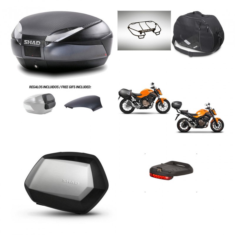 SHAD SH35 PREMIUM suitcases + mounting bracket SH48 trunk backrest cover accessories 49 L KIT-462128
