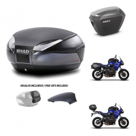 SHAD SH23 alu suitcases + mounting bracket SH48 trunk backrest cover 49 L KIT-462131