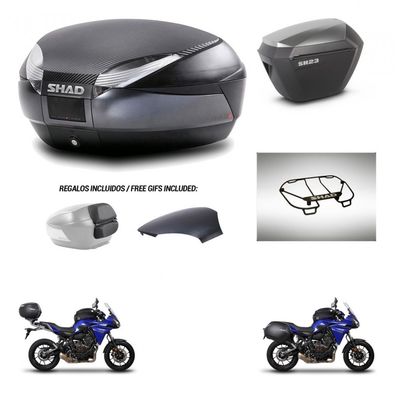 SHAD SH23 alu suitcases + mounting bracket SH48 trunk backrest cover accessories 49 L KIT-462132