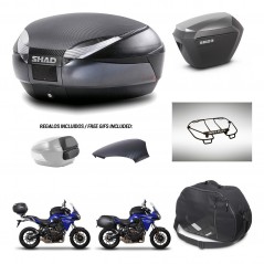 SHAD SH23 alu suitcases + mounting bracket SH48 trunk backrest cover accessories 49 L KIT-462134