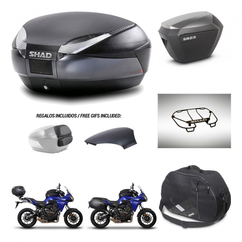 SHAD SH23 alu suitcases + mounting bracket SH48 trunk backrest cover accessories 49 L KIT-462134