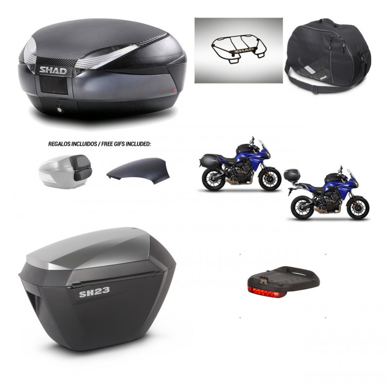 SHAD SH23 alu suitcases + mounting bracket SH48 trunk backrest cover accessories 49 L KIT-462135
