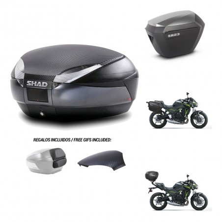 SHAD Maletas sh23 alu + soporte montaje baul SH48 tapa respaldo 49 L KIT-462141