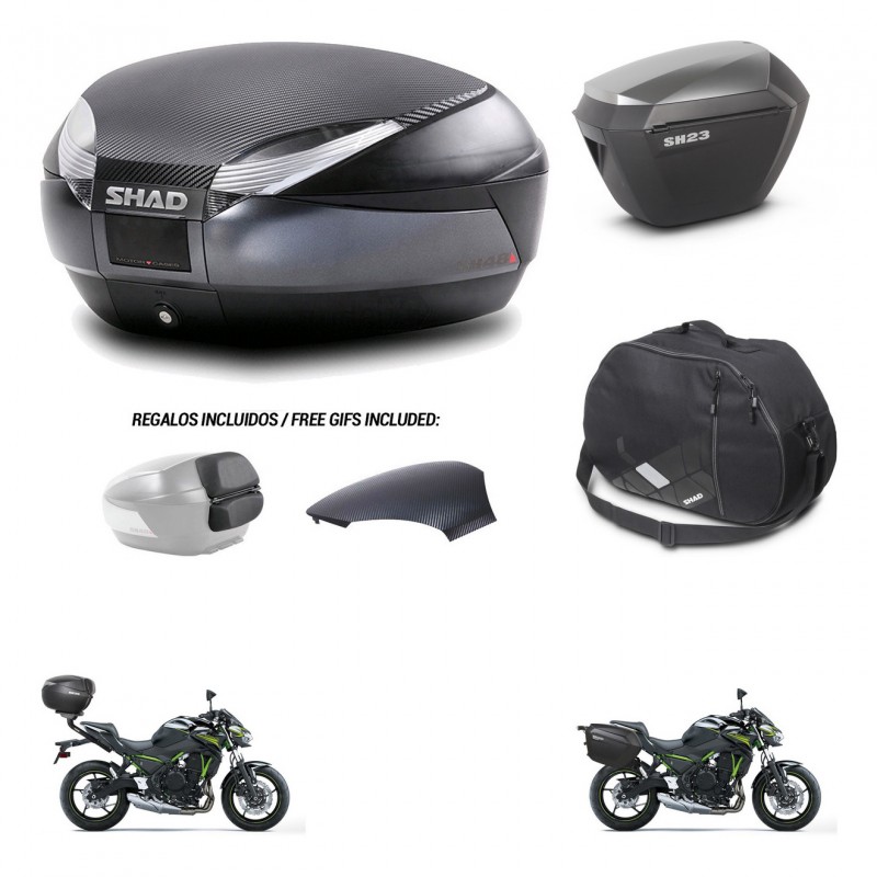 SHAD SH23 alu suitcases + mounting bracket SH48 trunk backrest cover accessories 49 L KIT-462147