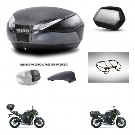 SHAD Maletas SH35 PREMIUM + soporte montaje baul SH48 tapa respaldo accesorios 49 L KIT-462151