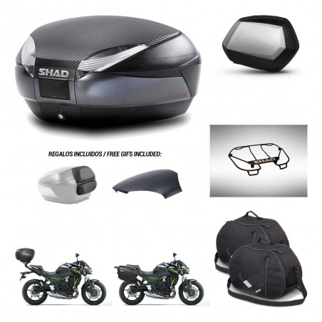 SHAD Maletas SH35 PREMIUM + soporte montaje baul SH48 tapa respaldo accesorios 49 L KIT-462152