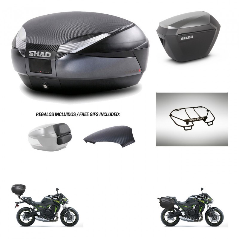SHAD SH23 alu suitcases + mounting bracket SH48 trunk backrest cover accessories 49 L KIT-462153