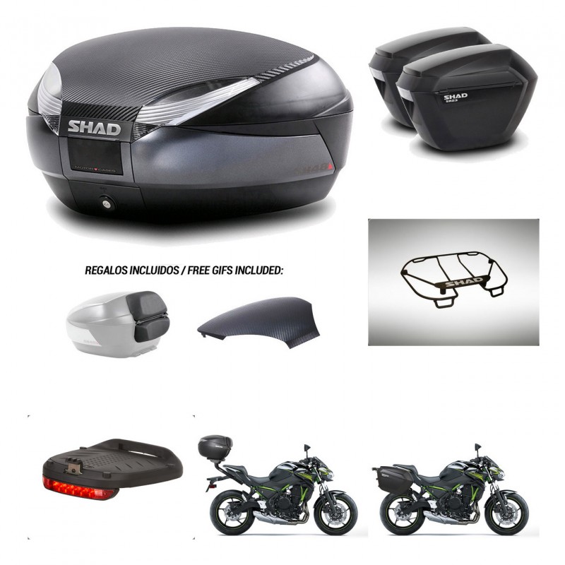 SHAD Suitcases sh23 + mounting bracket trunk SH48 backrest cover accessories 49 L KIT-462156