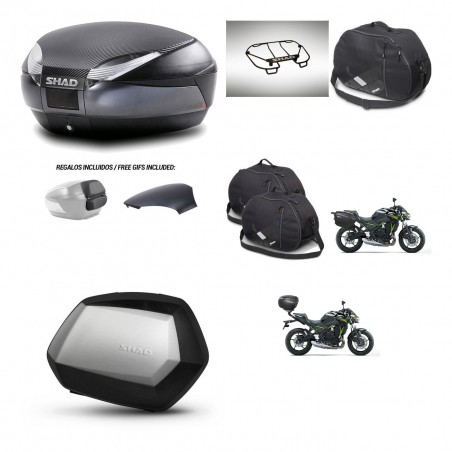 SHAD Maletas SH35 PREMIUM + soporte montaje baul SH48 tapa respaldo accesorios 49 L KIT-462164