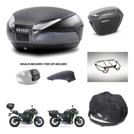 SHAD SH23 alu suitcases + mounting bracket SH48 trunk backrest cover accessories 49 L KIT-462165