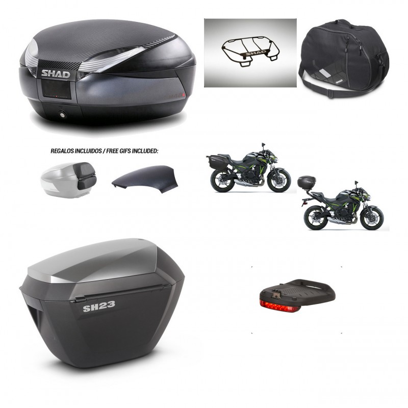 SHAD SH23 alu suitcases + mounting bracket SH48 trunk backrest cover accessories 49 L KIT-462171