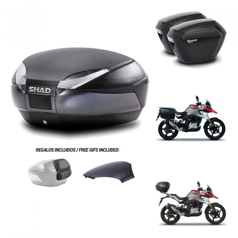 SHAD Maletas sh23 + soporte montaje baul SH48 tapa respaldo 49 L KIT-462174