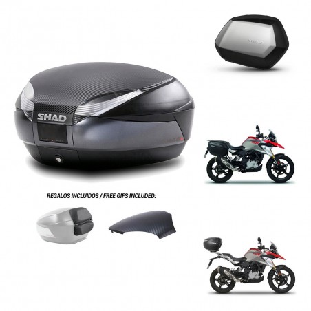 SHAD Maletas SH35 PREMIUM + soporte montaje baul SH48 tapa respaldo 49 L KIT-462175