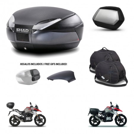 SHAD Maletas SH35 PREMIUM + soporte montaje baul SH48 tapa respaldo accesorios 49 L KIT-462176
