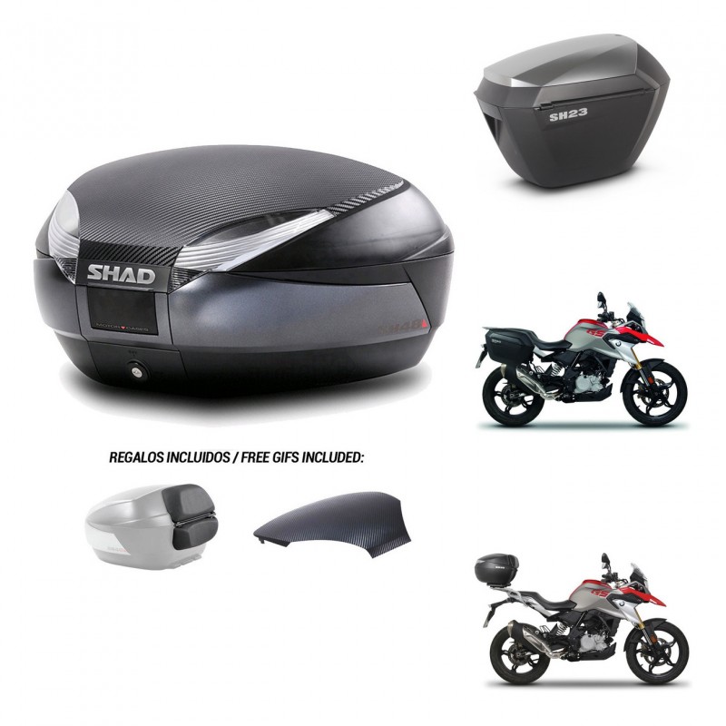 SHAD SH23 alu suitcases + mounting bracket SH48 trunk backrest cover 49 L KIT-462177