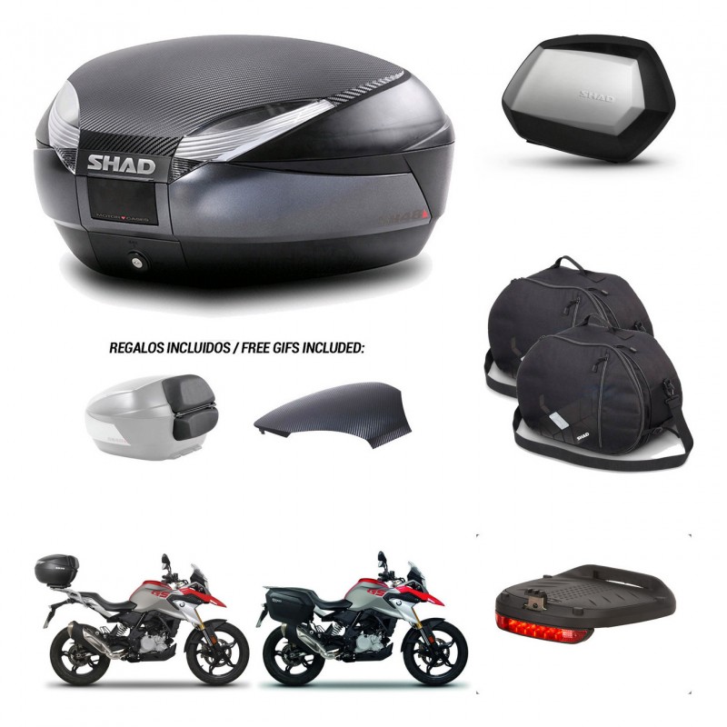 SHAD SH35 PREMIUM suitcases + mounting bracket SH48 trunk backrest cover accessories 49 L KIT-462182