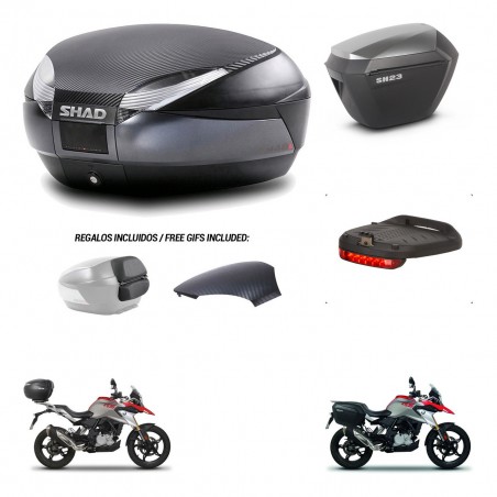 SHAD SH23 alu suitcases + mounting bracket SH48 trunk backrest cover accessories 49 L KIT-462183