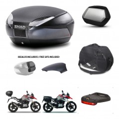 SHAD SH35 PREMIUM suitcases + mounting bracket SH48 trunk backrest cover accessories 49 L KIT-462193