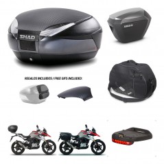 SHAD SH23 alu suitcases + mounting bracket SH48 trunk backrest cover accessories 49 L KIT-462195
