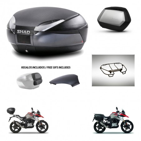 SHAD Maletas SH35 PREMIUM + soporte montaje baul SH48 tapa respaldo accesorios 49 L KIT-462199