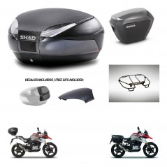 SHAD SH23 alu suitcases + mounting bracket SH48 trunk backrest cover accessories 49 L KIT-462201