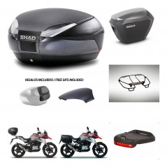 SHAD SH23 alu suitcases + mounting bracket SH48 trunk backrest cover accessories 49 L KIT-462207