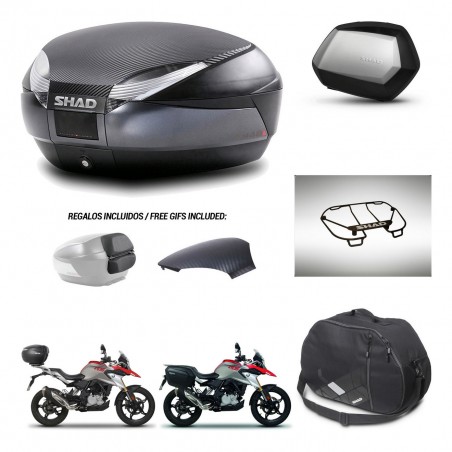 SHAD Maletas SH35 PREMIUM + soporte montaje baul SH48 tapa respaldo accesorios 49 L KIT-462211