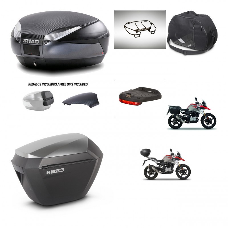 SHAD SH23 alu suitcases + mounting bracket SH48 trunk backrest cover accessories 49 L KIT-462219